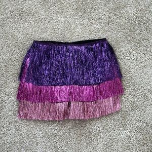 nasty gal muticolored high waisted tinsel fringe shorts
